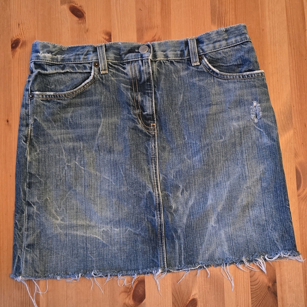 J. Crew Distressed Denim Mini Skirt